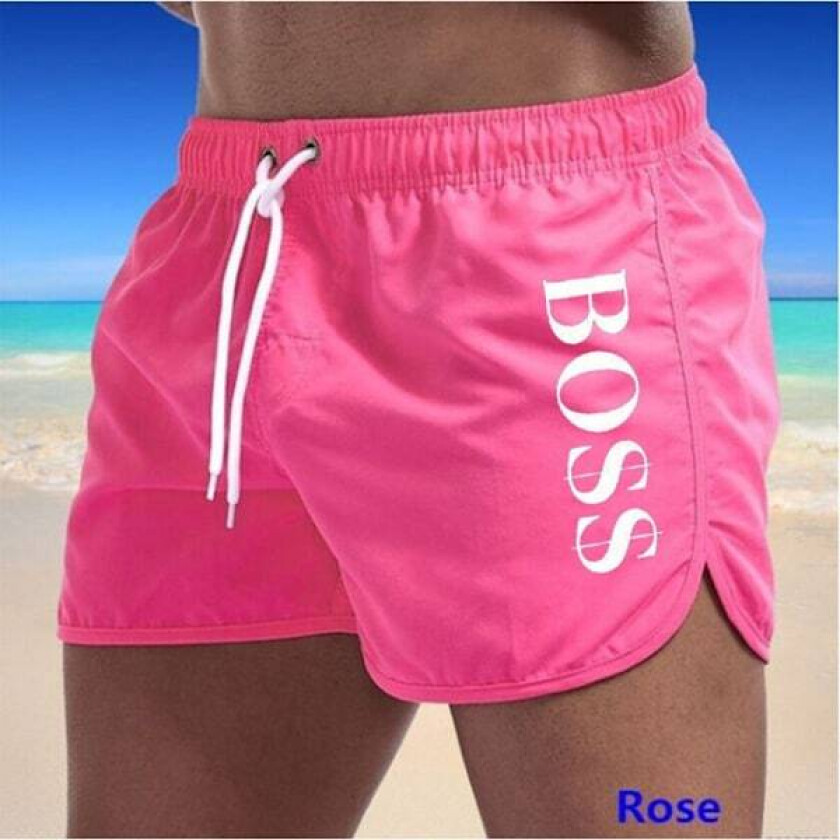 Sommer Hot Sale Boss Casual Mote Badeshorts for Menn Svømmeshorts Rosa Rose
