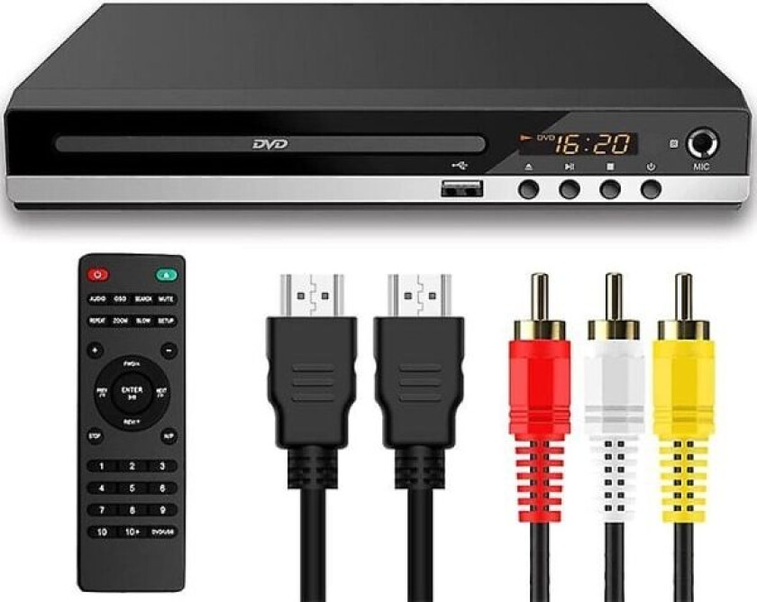 Bilde av DVD-spiller for TV med HDMI, DVD-spiller som spiller alle regioner, CD-spiller for hjemme-stereosystem, HDMI- og RCA-kabel inkludert