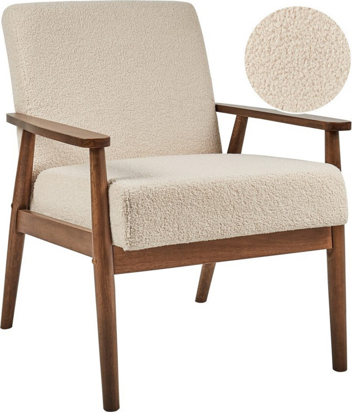 Lenestol Esrum Beige/mørkt tre, Bouclé - Beige/mørkt tre, Bouclé