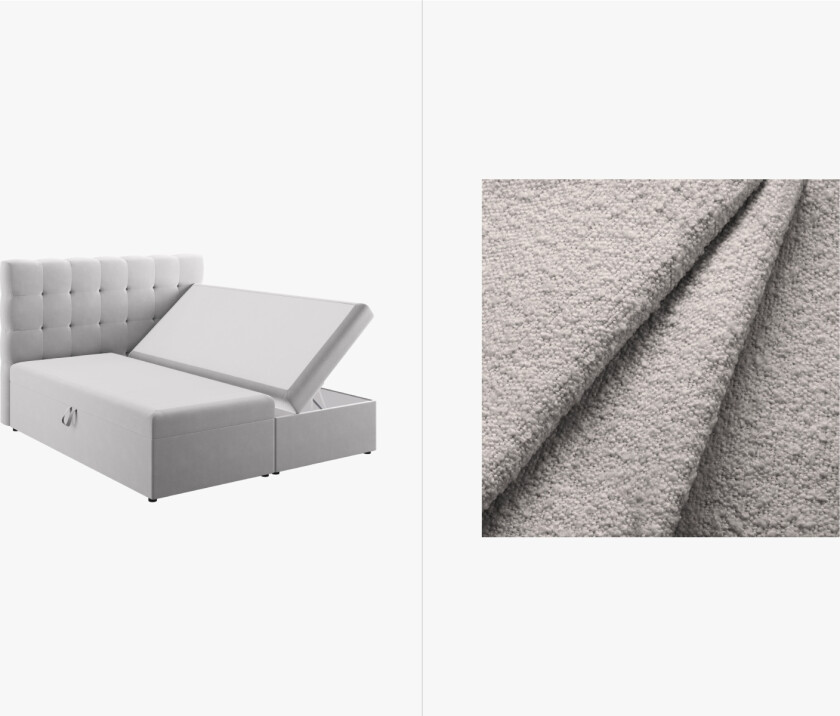 MICADONI sengesett med boksmadrass: Hodegavl + boksmadrass + overmadrass, "Mamaia", 210x180x125