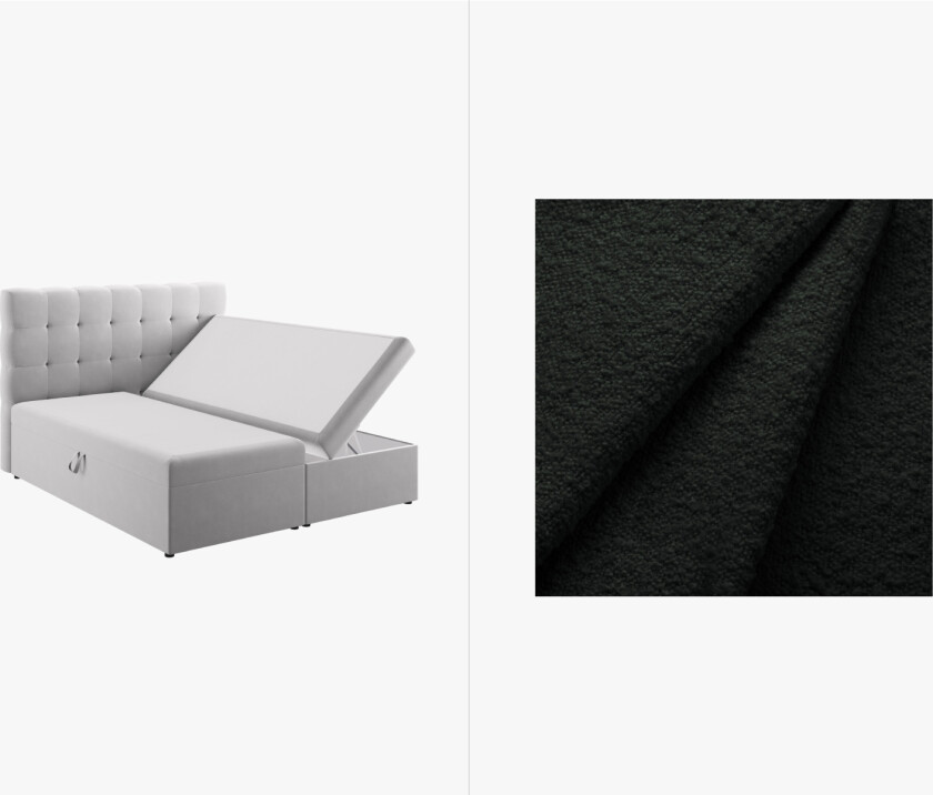 MICADONI sengesett med boksmadrass: Hodegavl + boksmadrass + overmadrass, "Mamaia", 210x180x125