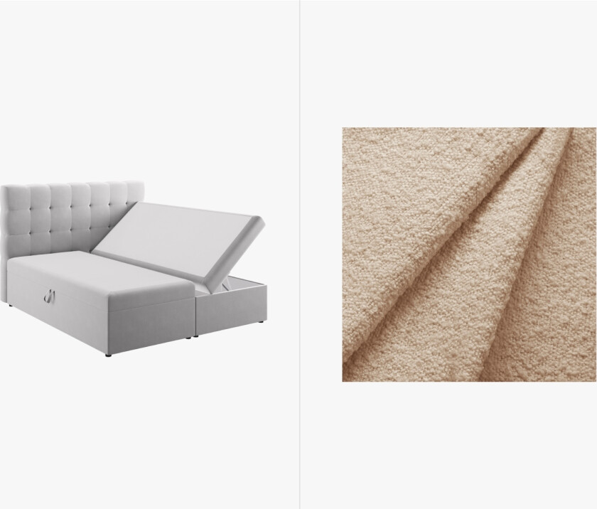 MICADONI sengesett med boksmadrass: Hodegavl + boksmadrass + overmadrass, "Mamaia", 210x180x125