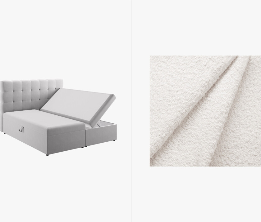 MICADONI Sengesett med boksmadrass: Hodegavl + boksmadrass/overmadrass, «Mamaia», 210x140x125