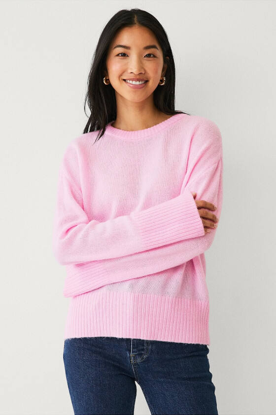 Genser med O-hals - Rosa