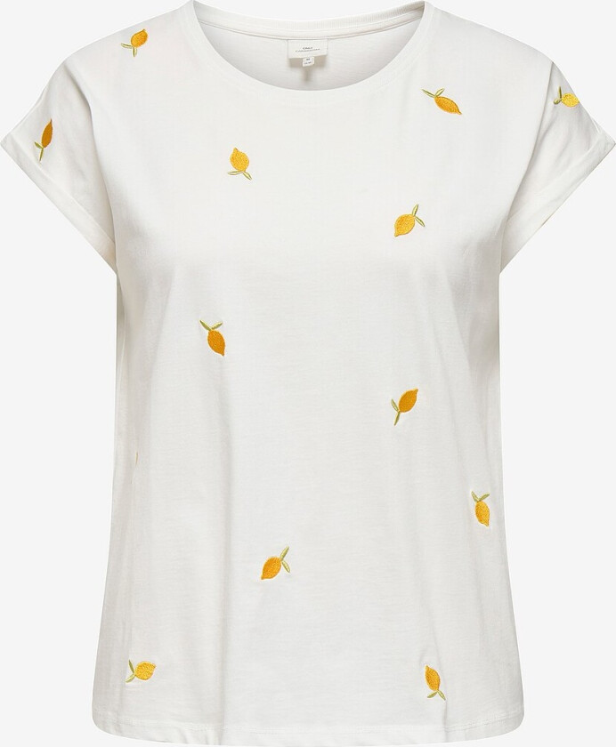 Topp varMilda S/s O-neck AO Emb Top Jrs - Hvit
