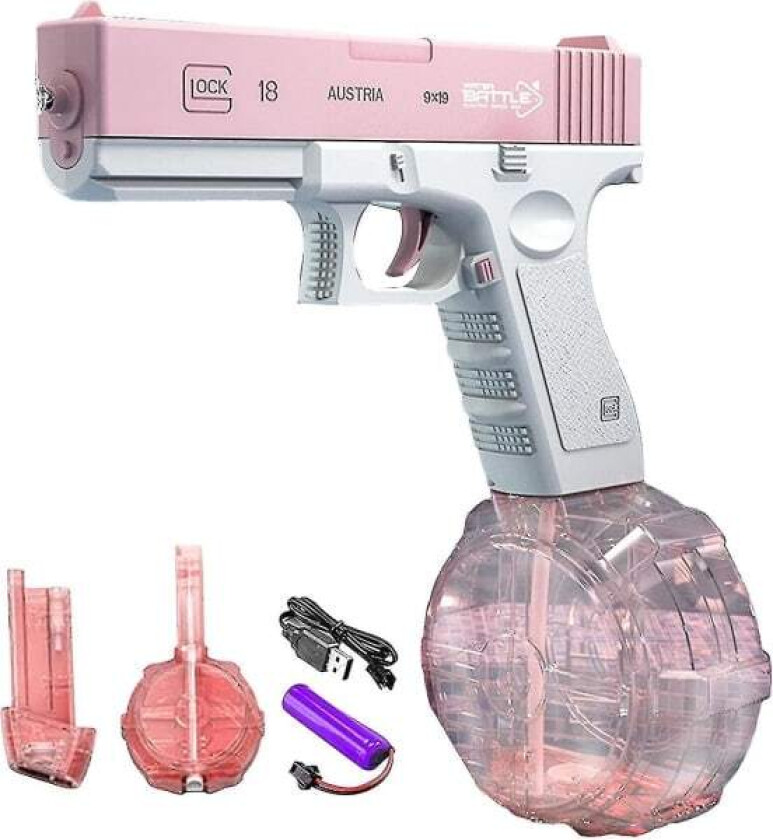 Vannpistol, rosa, elektrisk vannpistol for voksne, vannpistoler for barn, batteridrevet vannpistol for vannkrig