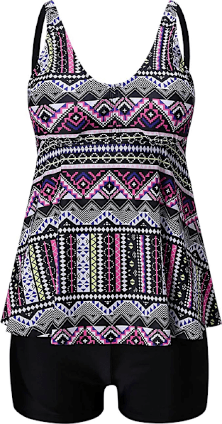 Tankini-sett med hotpants for kvinner Rød M