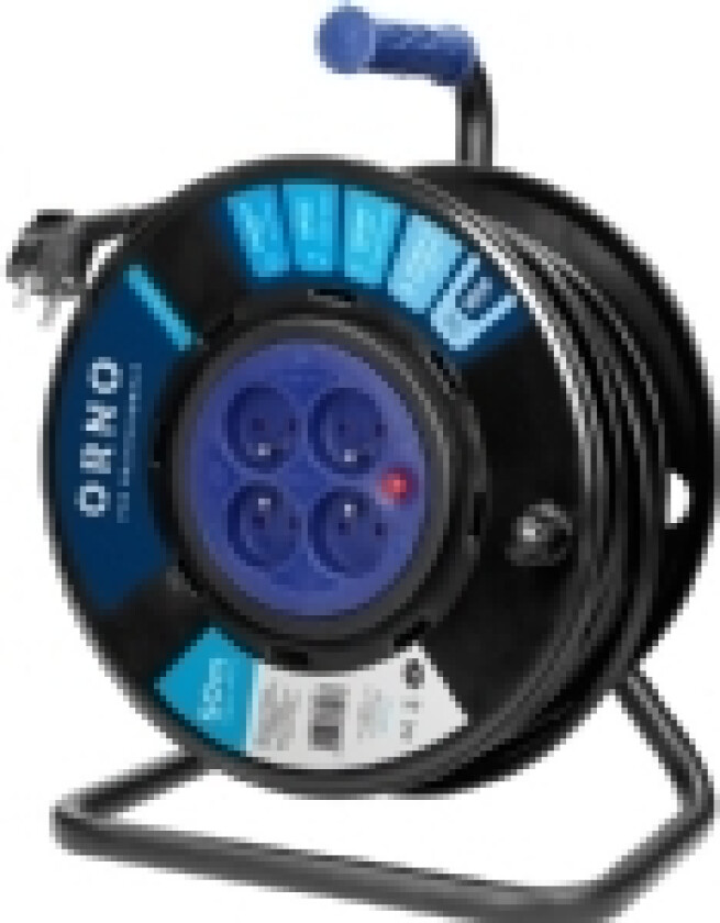 Orno Drum skjøteledning, 4 stikkontakter 2P+Z, PVC-kabel H05VV-F 3x1,5mm?, lengde - 50m, FAST STØTTER, termisk isolasjon, strømkretsskodder
