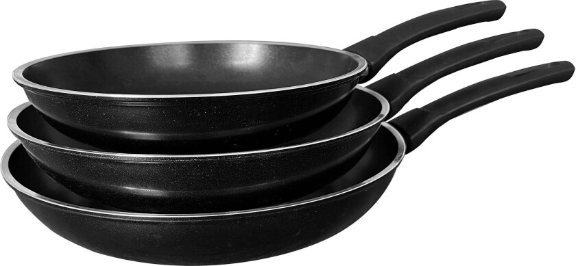 Stekepannesett 3 deler, aluminium