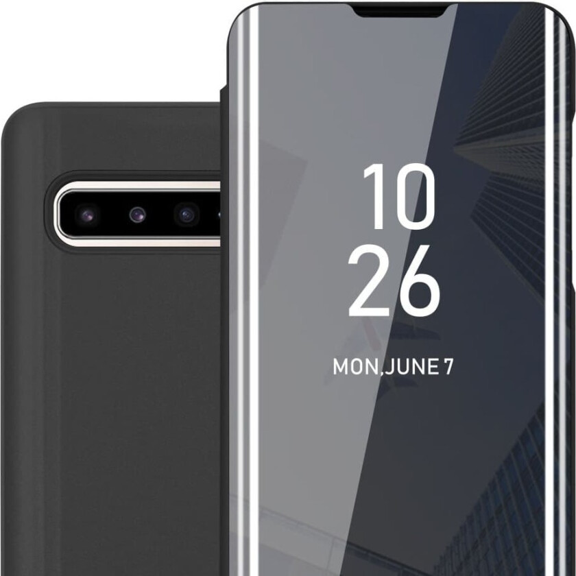 Etui for Samsung Galaxy S10 5G Deksel Clear View Mirror Beskyttelsesetui med stativfunksjon 360 graders beskyttelse