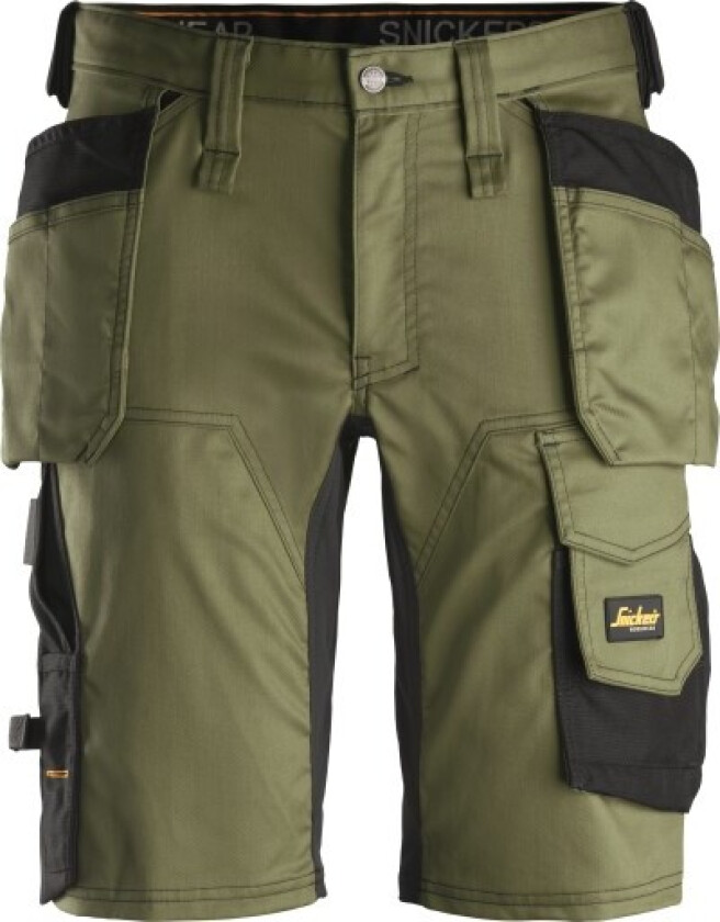 Snickers-shorts 6141, hylsterlommer stretch, khakigrønn/svart, 56
