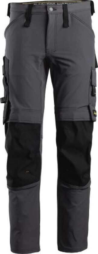 Snickers-bukse 6371, 4-veis stretch, slim fit, grå/svart, størrelse 52