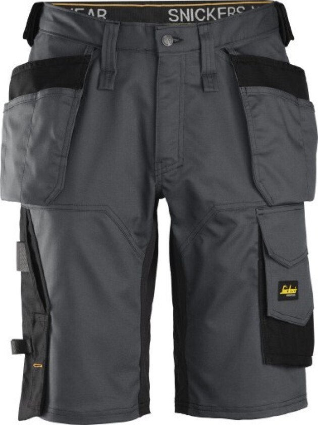 Snickers shorts 6151 løs, med hylsterlommer, grå/svart, størrelse 52