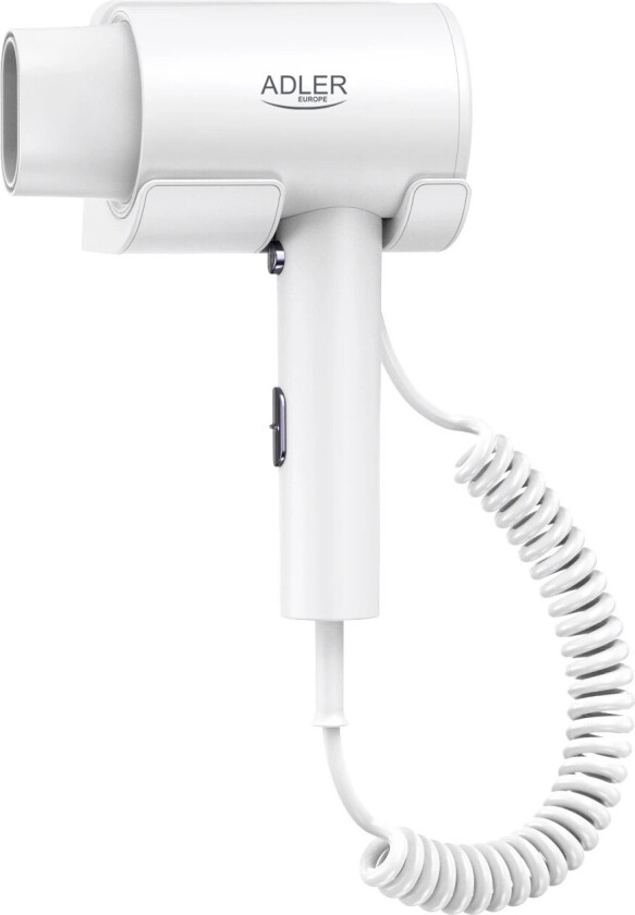 AD 2285 Vegghengt Hårtørrer - 1700-2000W, 3 Varmeinnstillinger, 1 Hastighet, 1,68 m Spiralkabel – Hvit