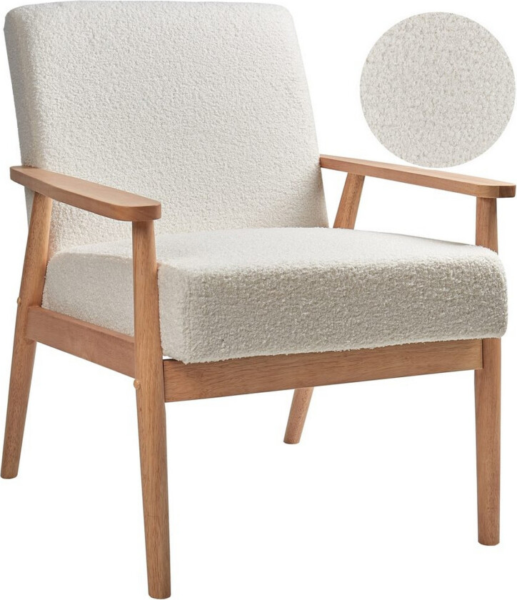 Lenestol Esrum Hvit/lyst tre, Bouclé - Hvit/lyst tre, Bouclé