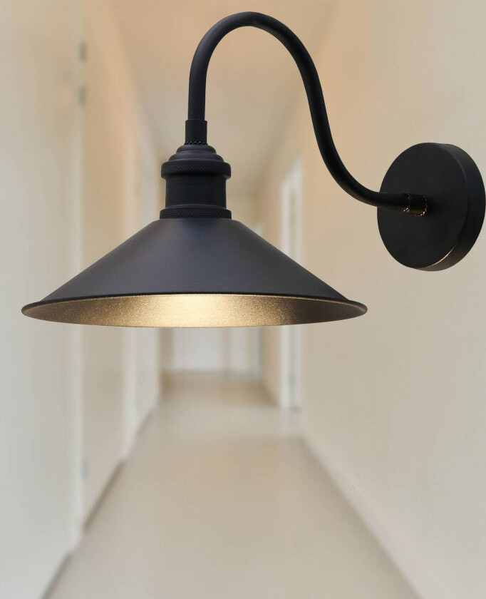 Christer vegglampe, svart, bredde 24 cm, metall, E27