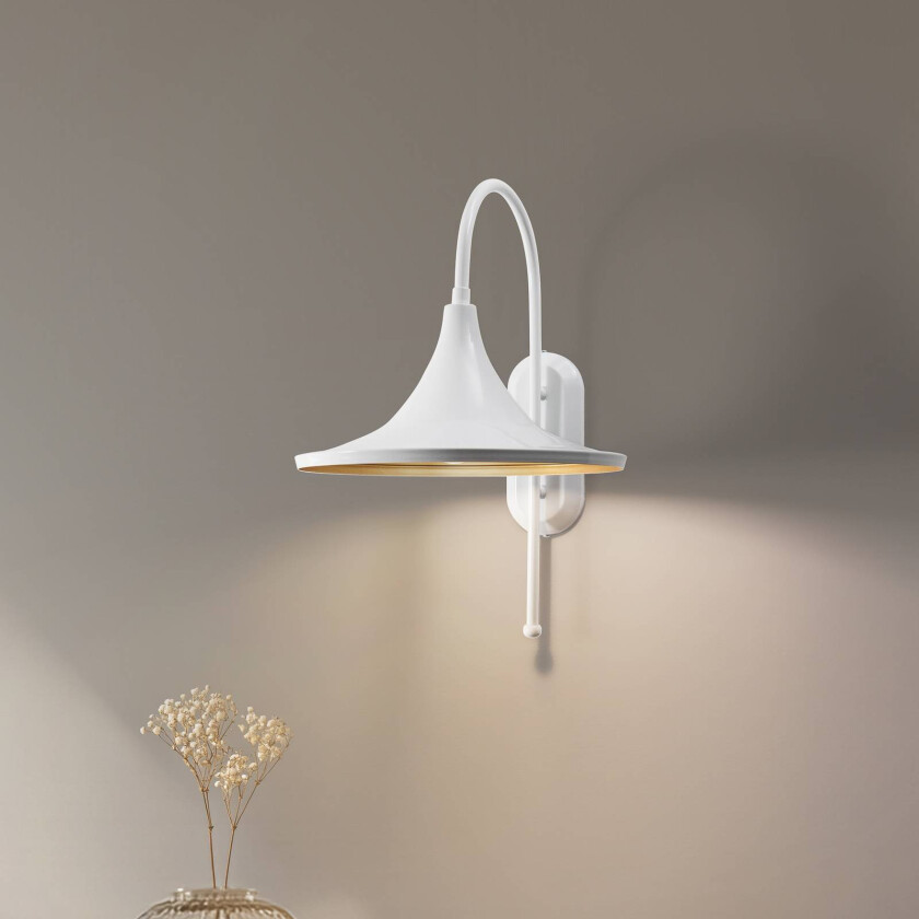 Enjolino vegglampe, hvit, høyde 48 cm, metall, E27