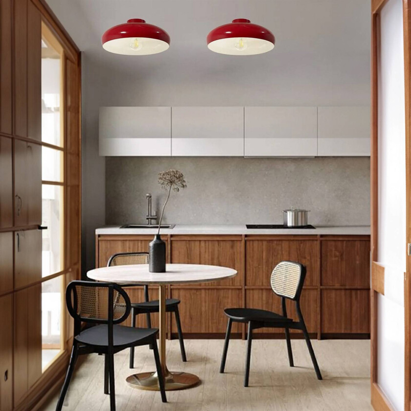 Olli taklampe, Ø 40 cm, rød/hvit, metall, E27