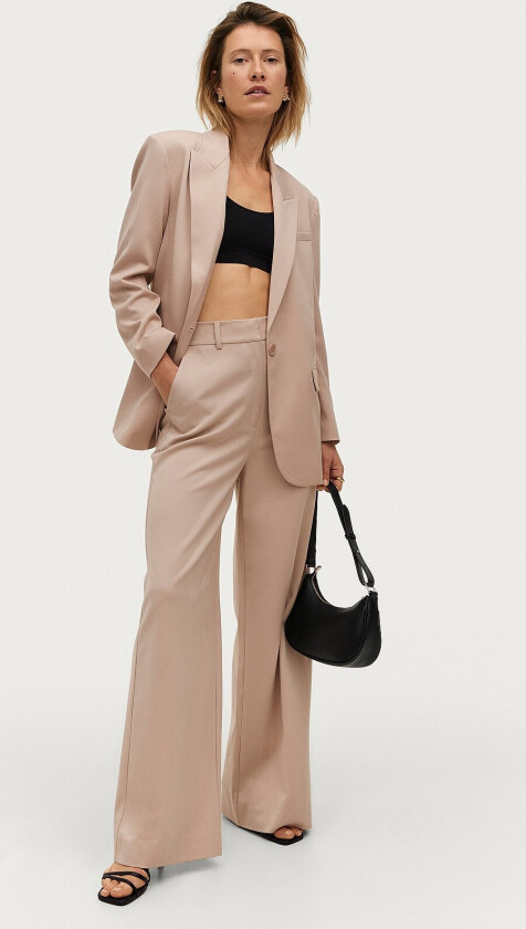 Lisa Brede dressbukser med ekstra høy midje - Beige