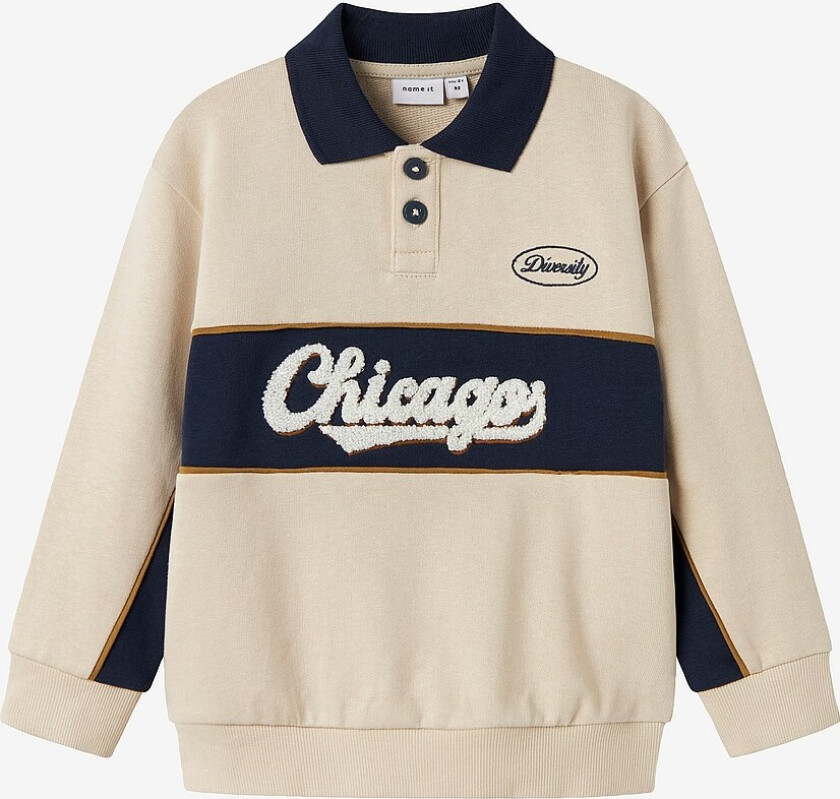 Collegegenser nmmLucan LS Nreg Sweat Polo Unb - Beige