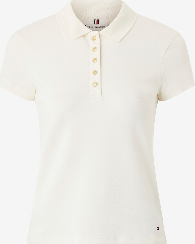 Pologenser Gold Button Slim SS Polo - Hvit