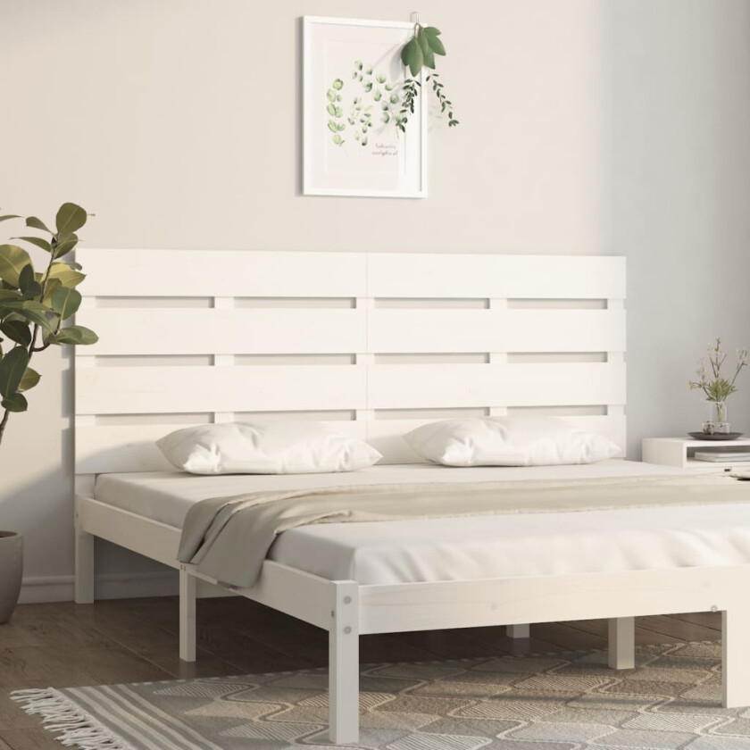 Sengegavl hvit 140x3x80 cm heltre furu