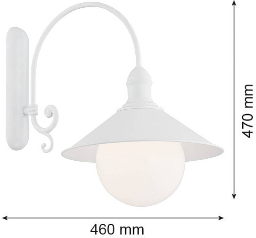 Utendørs vegglampe Enduro, hvit, stål, glass, IP44, E27