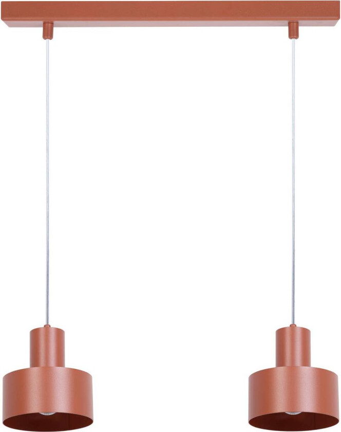 Hengelampe Rif 2, teglrød, 2 lyskilder, lineær, stål