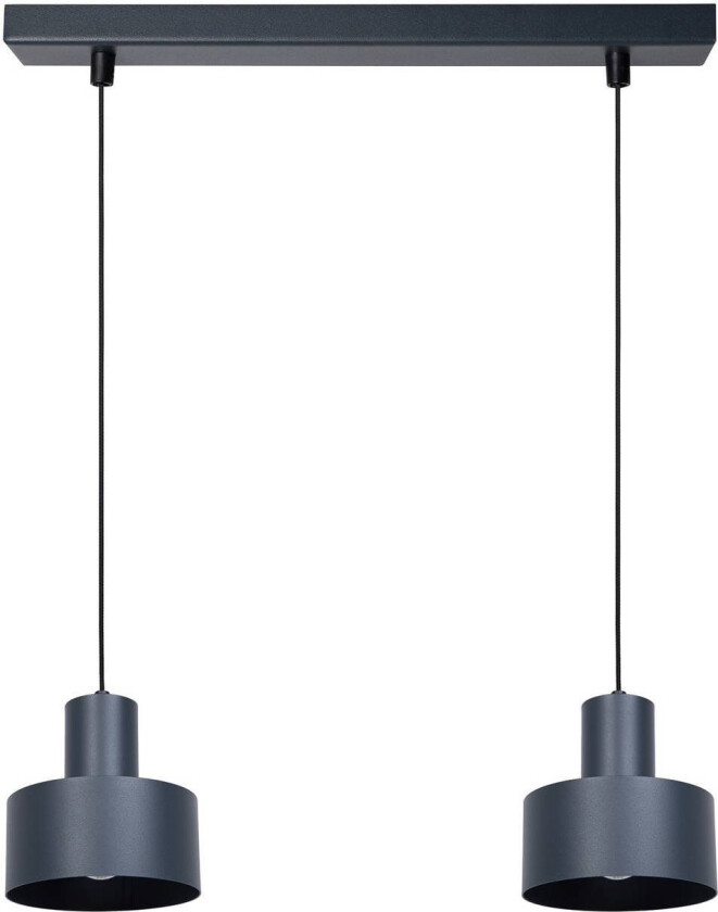 Hengelampe Rif 2, antrasitt, 2 lyskilder, lineær, stål