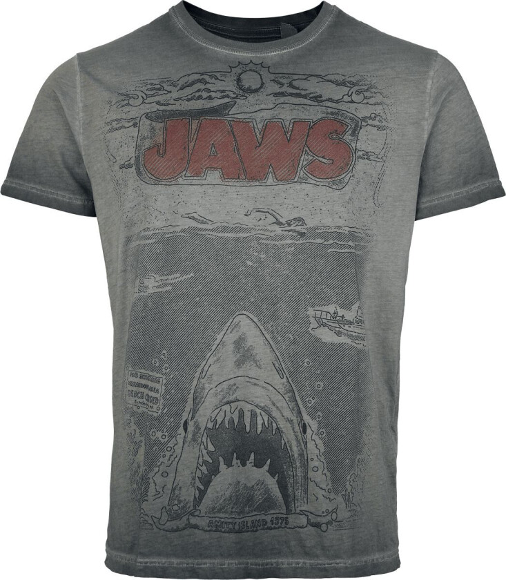 T-skjorte - Jaws - Comic - S til 4XL - Herrer - grå