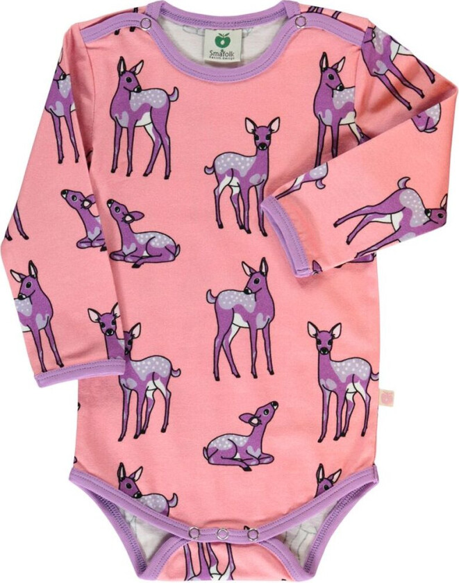 Long-sleeved baby body with deer Bridal Rose 68 cm Rosa 68 cm kvinne