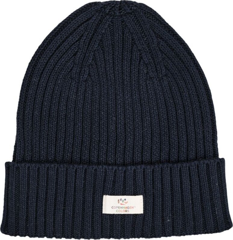 Cotton Knitted Classic Beanie Navy 44/46 cm Marineblå 44/46 cm Unisex