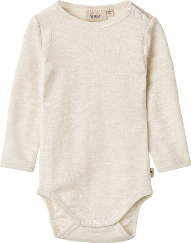 Langermet ullbody Lucca Eggshell Melange 74 cm Wool Kremfarget 74 cm Unisex