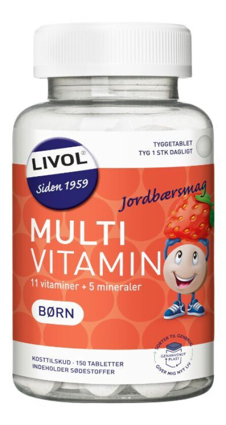 Multivitamin Barn Jordbær - 150 Tabletter