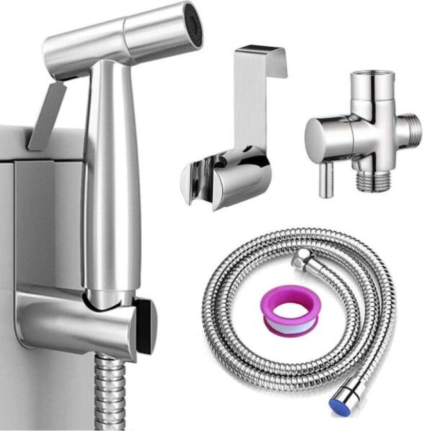 Håndholdt bidet-sprayer for toalett, sprayfeste med slange for feminin vask, baby klutbleievasker, rustfritt stålrenser og dusjspray