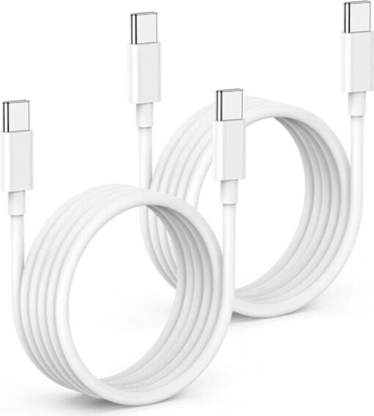 2-pakning iPhone 15 / iPhone 16 Lader - USB-C til USB-C Kabel - 2M - Lading & Synkronisering - Hvit hvit