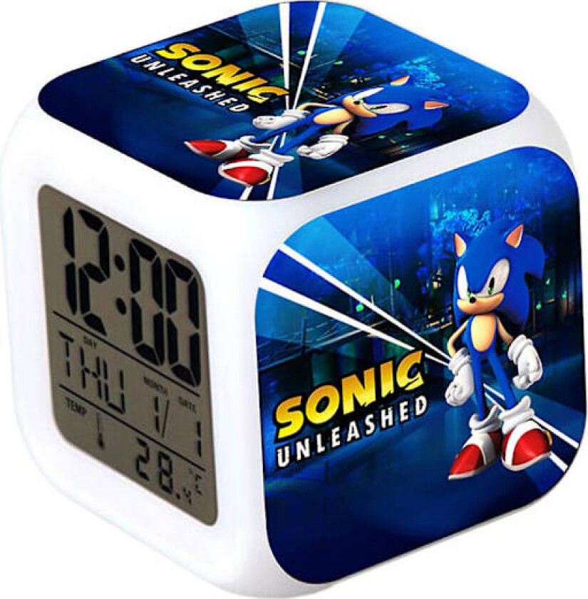 Sonic Digital Vekkerklokke med 7 Fargeskiftende LED-Nattlampe Anime Spill Sengesidebordsklokke Hjeminnredning Barn Kreative Gaver