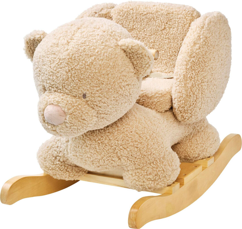 Teddy Gyngedyr Bjørn, Beige - Gyngedyr - Polyester,Bomull,Tre