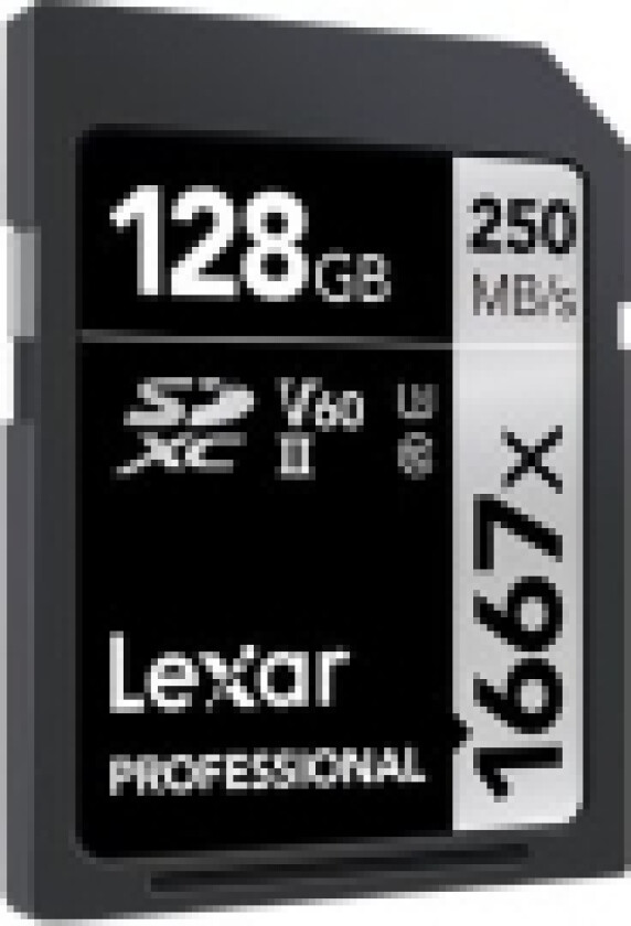 Lexar Professional - Flashminnekort - 128 GB - Video Class V60 / UHS-II U3 / Class10 - 1667x - SDXC UHS-II