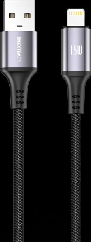 USB-A til Lightning-kabel 15W, 1m - Svart