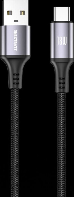 USB-A til USB-C-kabel 18W, 1m - Svart