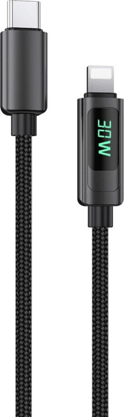 USB-C til Lightning-kabel 30W PD, 3A, 2m - Svart