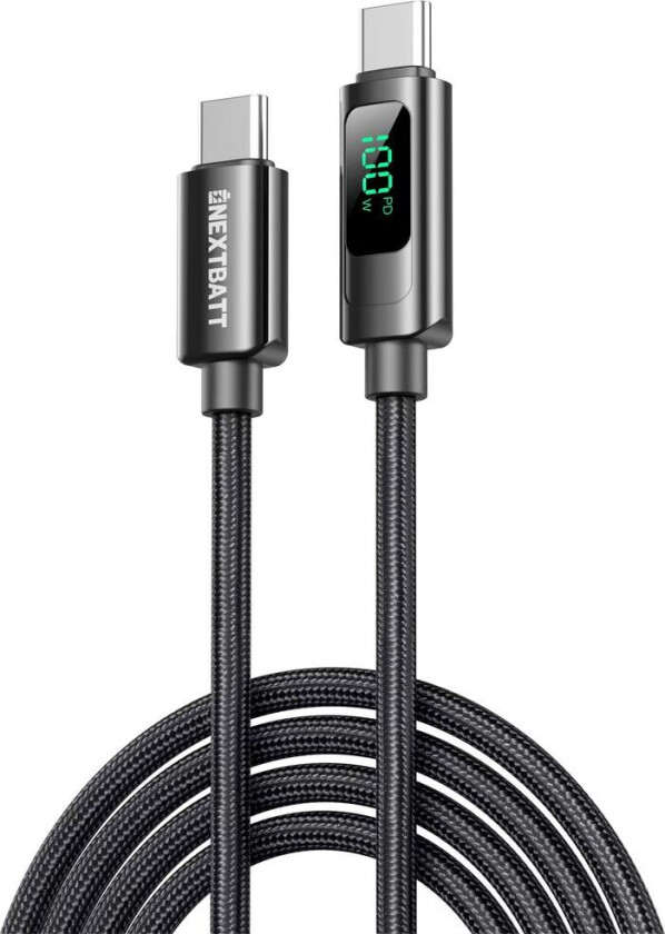 USB-C til USB-C-kabel 100 W, 5 A, 2 m - svart