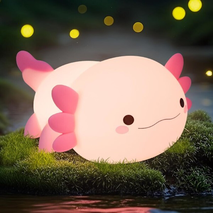Axolotl Nattlampe, Axolotl Gaver til Barn, Søt Silikon Axolotl Lampe med Timer Dimbar, Nattlys til Barnerom
