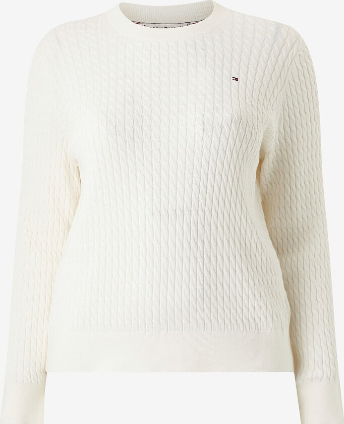 Genser Crv CO Cable Fine GG C-nk LS Swt - Hvit