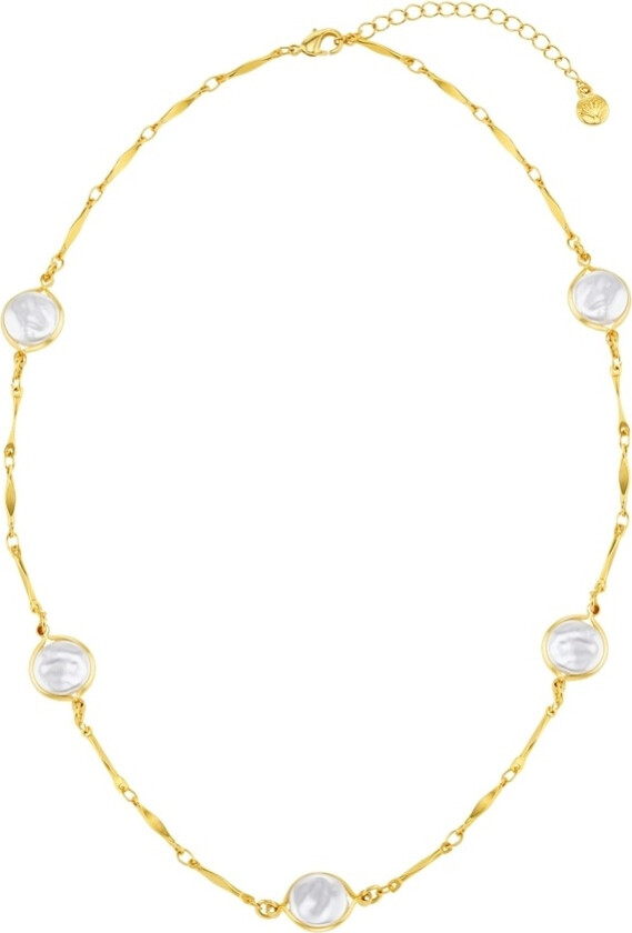 Coin Pearl Stationed Chain Necklace