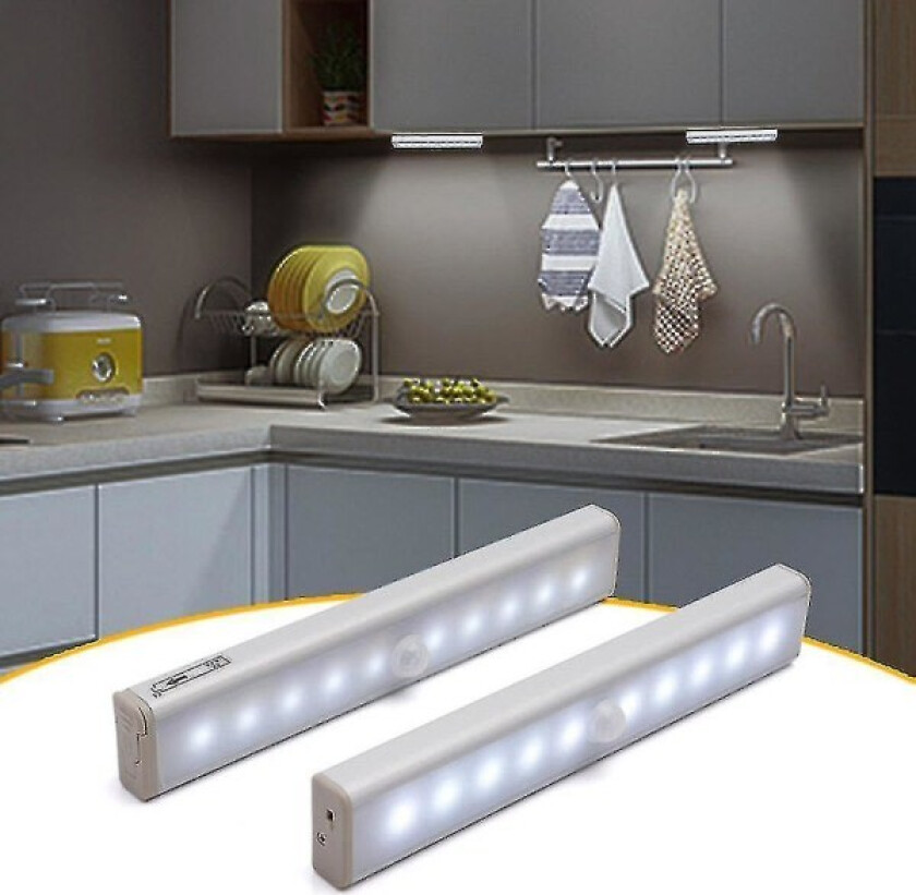 6/10 LED-bevegelsessensorlys Trådløs LED nattlampe Garderobe Nattlampe for soverom Kjøkkenskap Trappebakgrunnsbelysning