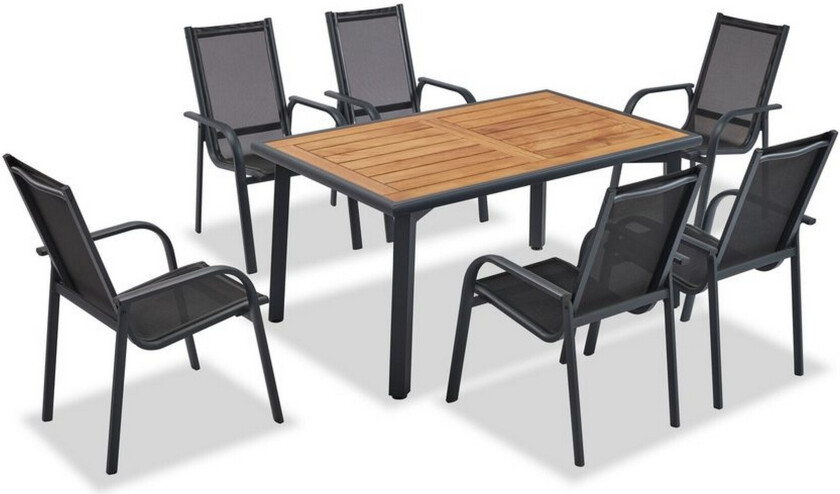 Bilde av Retzow utendørs spisestue sett - Gråfarget tre/Antrasitt