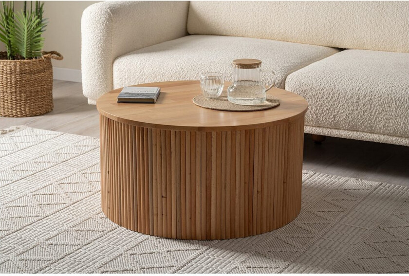 Bilde av Karela Sofabord 80 cm - Rødfarget tre