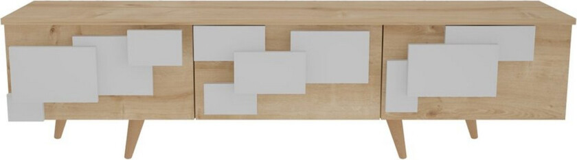 Xamira TV-benk 160 cm - Mellomfarget tre/Hvit